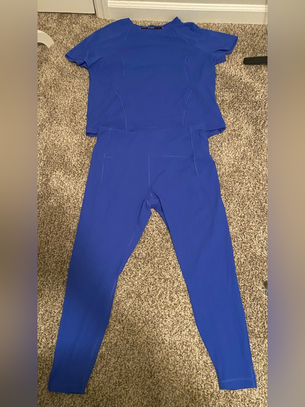 Women’s  Spyder Active High-Waist Leggings & Top Set - Royal Blue Size XL